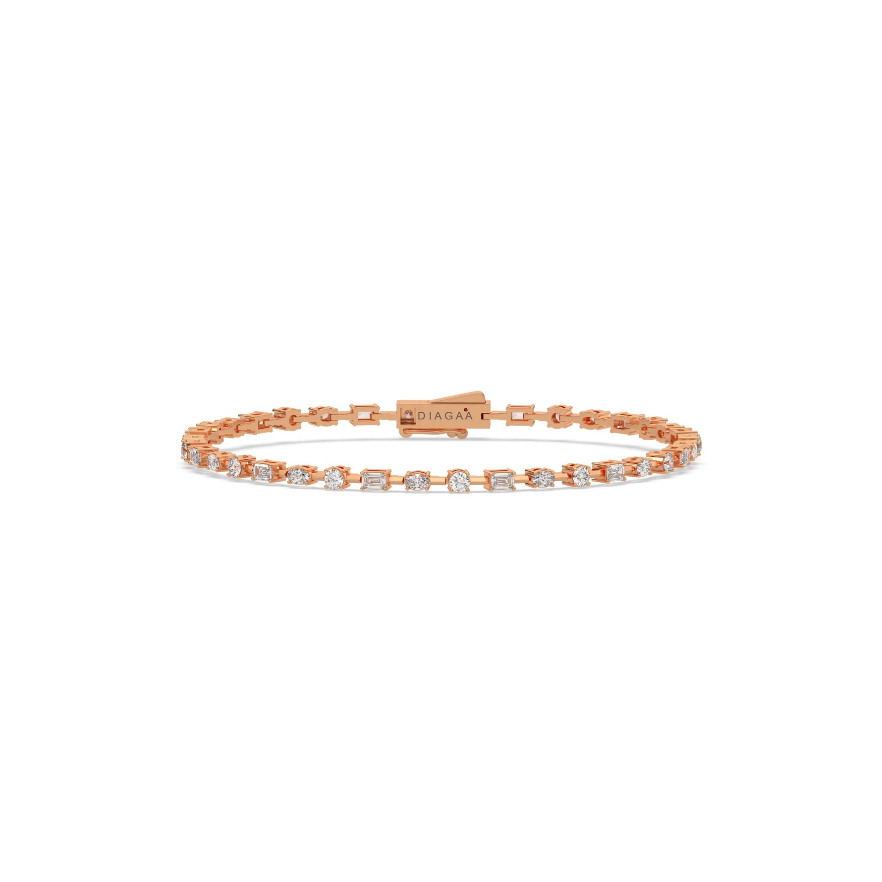 18K Rose Gold Oval And Emerald Diamond Link Bracelet