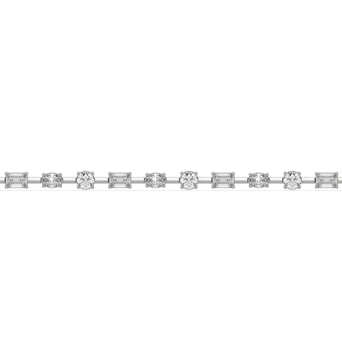 14K White Gold Oval And Emerald Diamond Link Bracelet