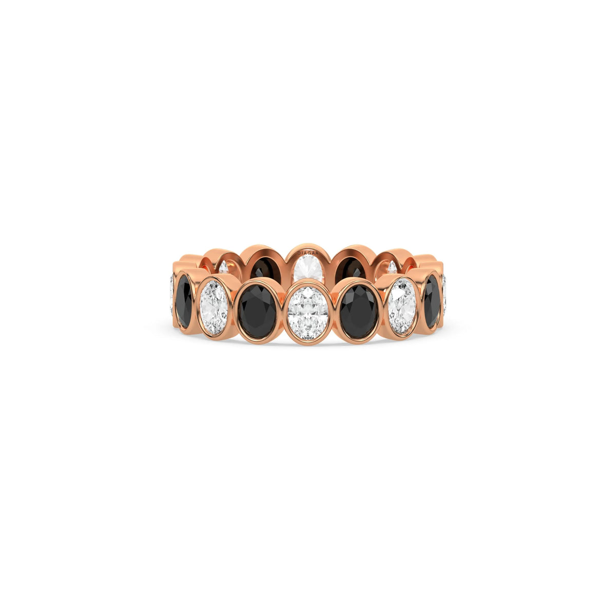 18K Rose Gold Oval Diamond Half and Half Eternity Ring
