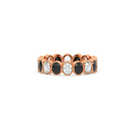 18K Rose Gold Oval Diamond Half and Half Eternity Ring