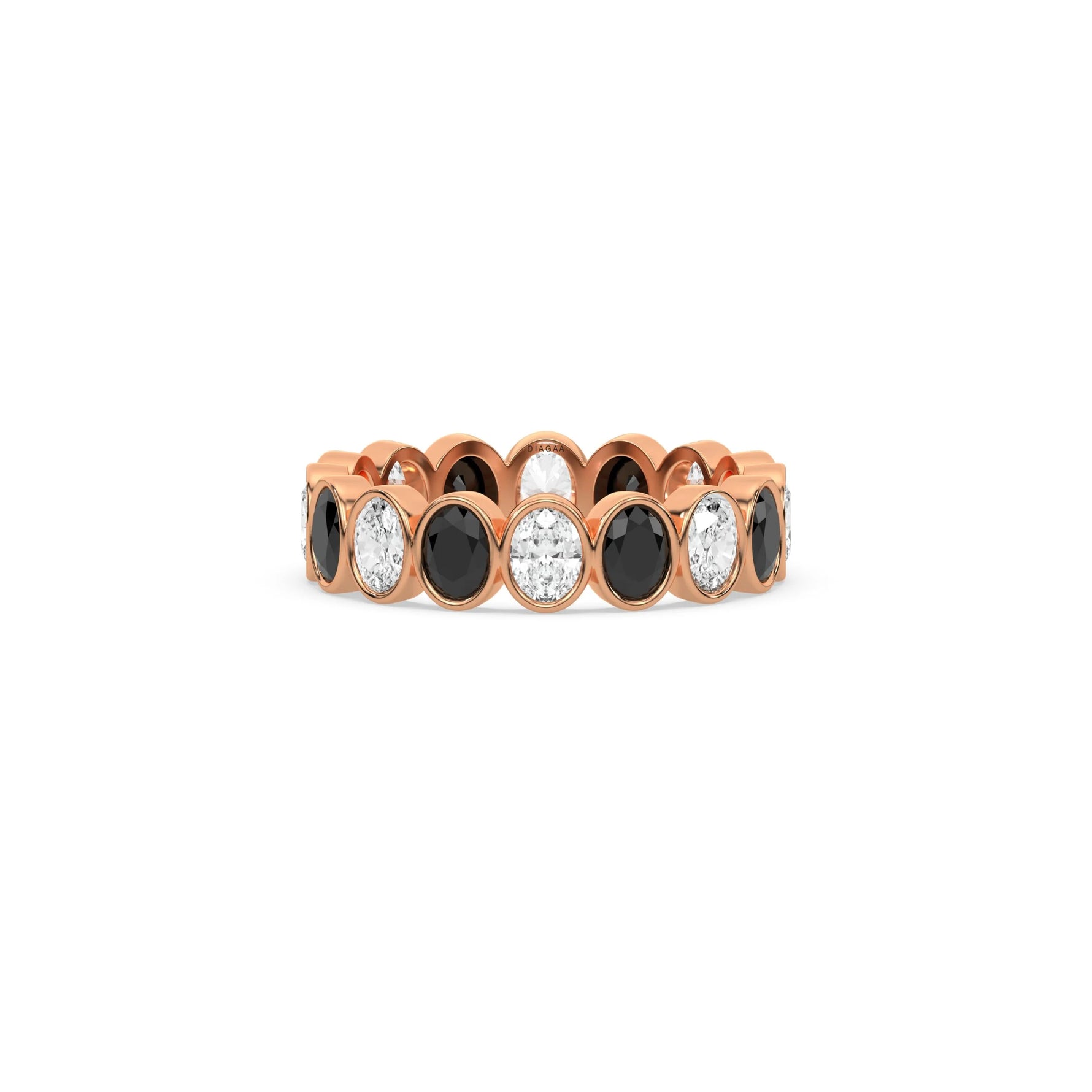 18K Rose Gold Oval Diamond Half and Half Eternity Ring