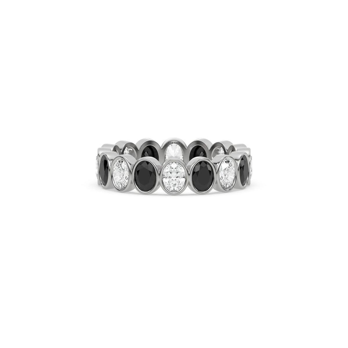 14K White Gold Oval Diamond Bezel Setting Full Eternity Ring