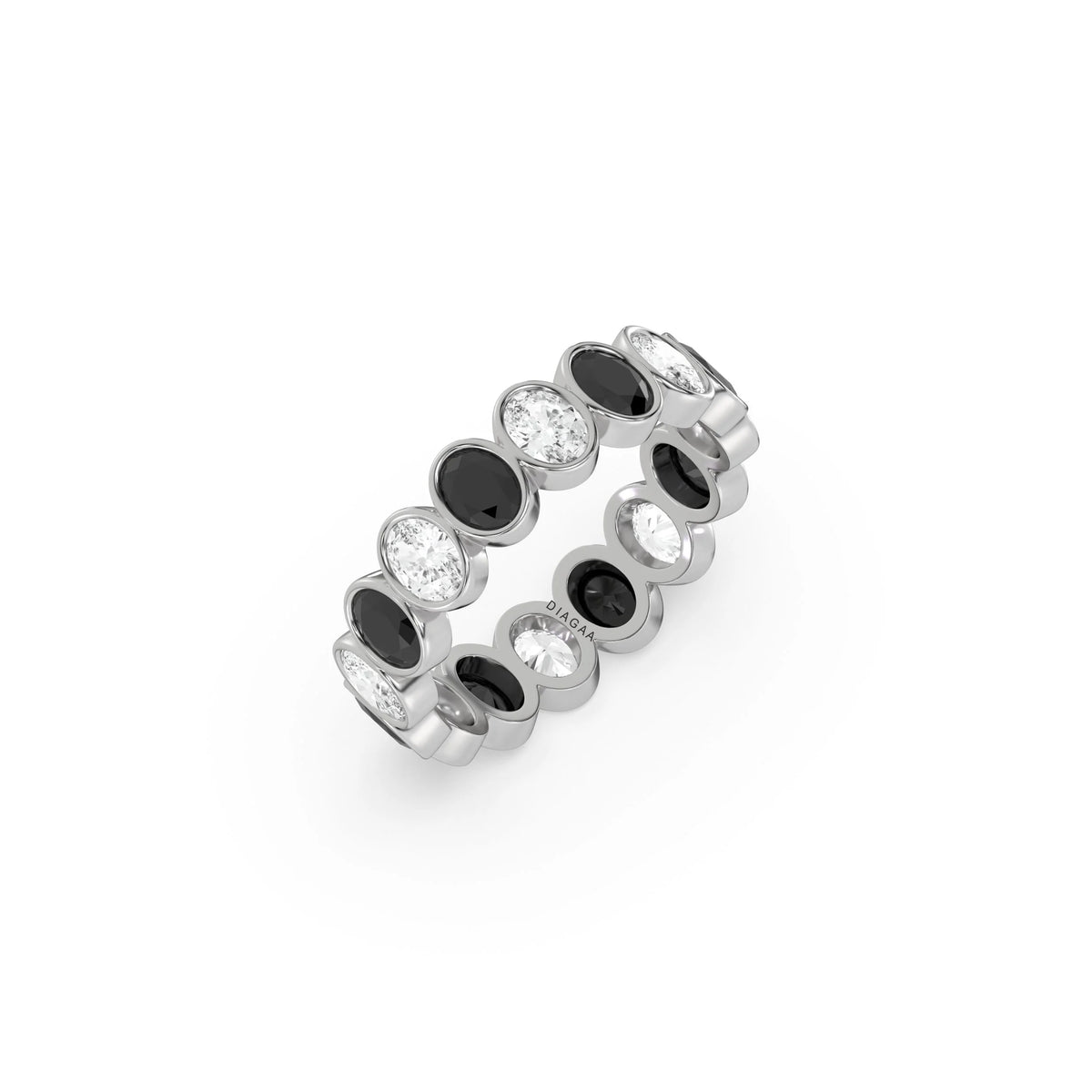18K White Gold Oval Diamond Bezel Setting Full Eternity Ring