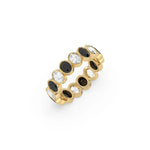 14K Yellow Gold Oval Diamond Black and White Full Eternity Ring
