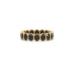 18K Yellow Gold Black Natural Oval Diamond Bezel Setting Full Eternity Ring
