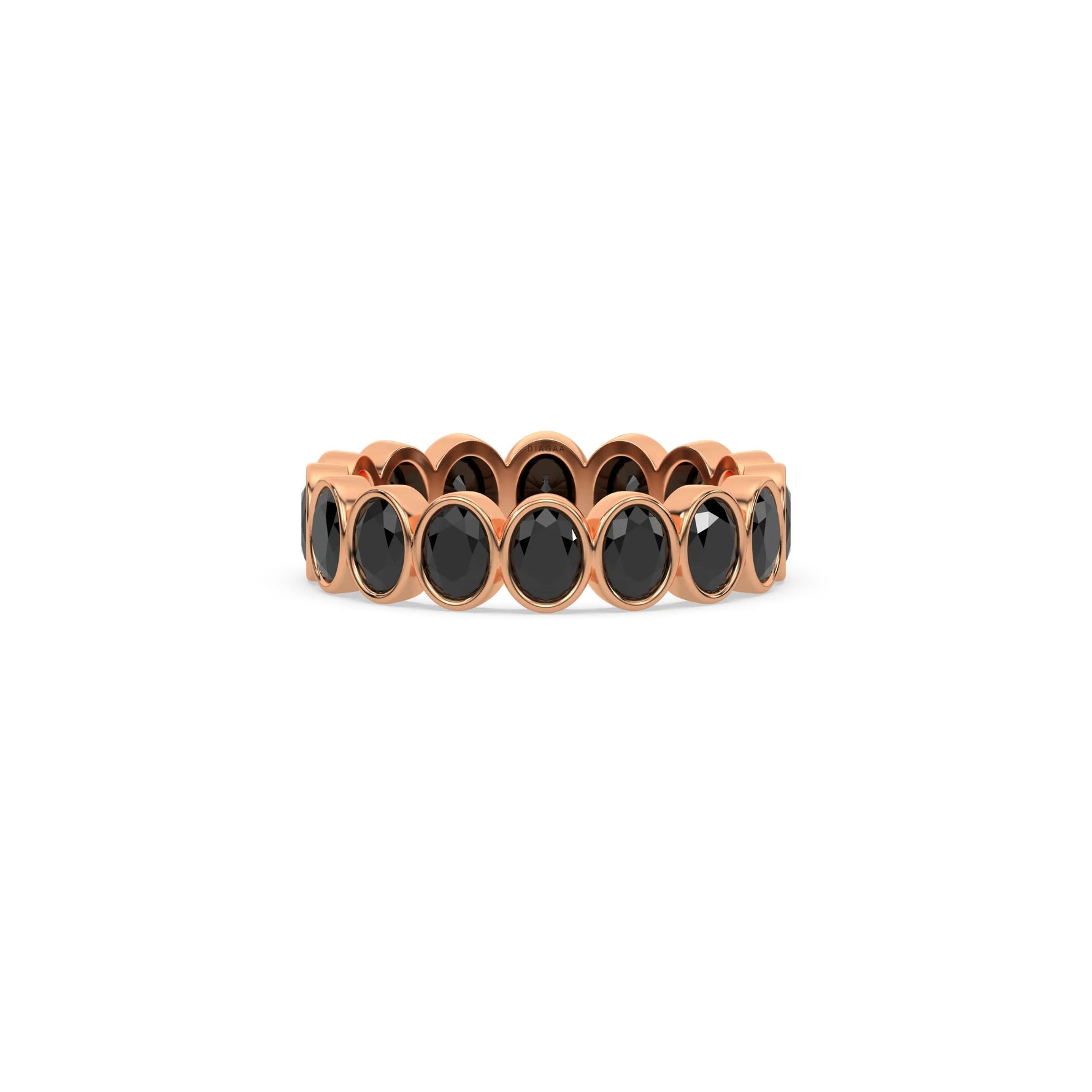 18K Rose Gold Black Oval Natural Diamond Bezel Set Full Eternity Ring