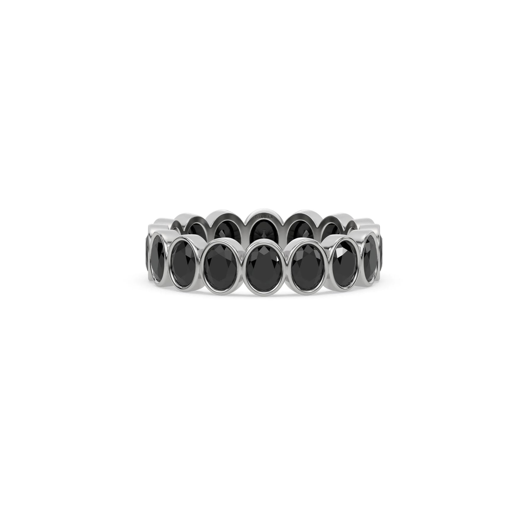 18K White Gold Black Natural Oval Diamond Full Eternity Ring