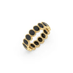 14K Yellow Gold Black Diamond Bezel Setting Full Eternity Ring