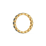 10K Yellow Gold Black Natural Oval Diamond Bezel Setting Full Eternity Ring