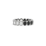 14K White Gold Oval Black And White Diamond Bezel Setting Full Eternity Ring
