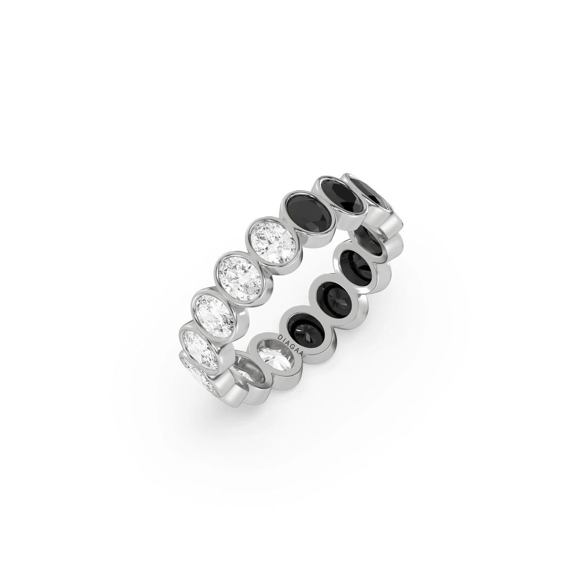 18K White Gold Oval Bezel Setting Full Eternity Ring