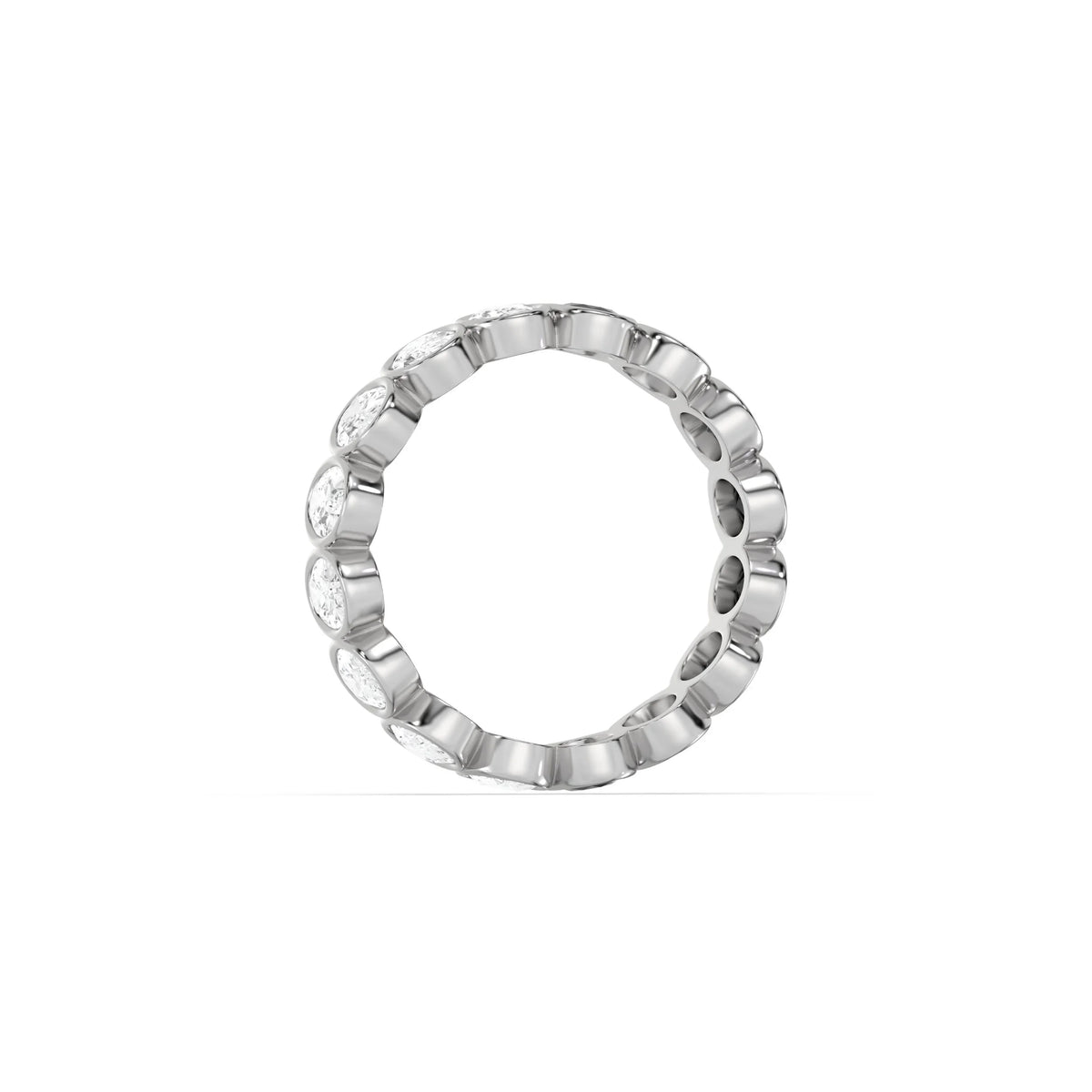 10K White Gold Oval Black and White Diamond Full Eternity Ring