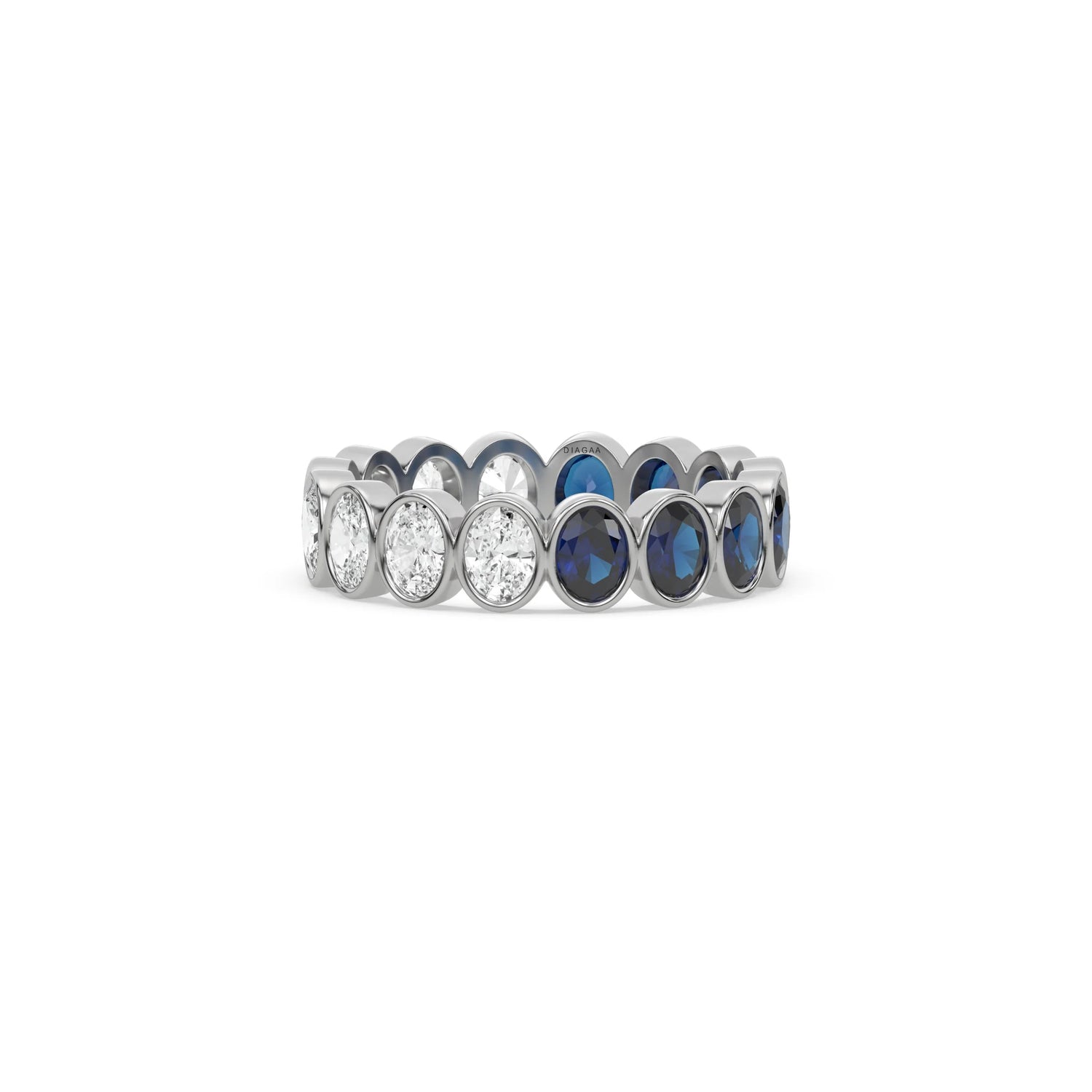 18K White Gold Oval Sapphire And Diamond Full Eternity Ring