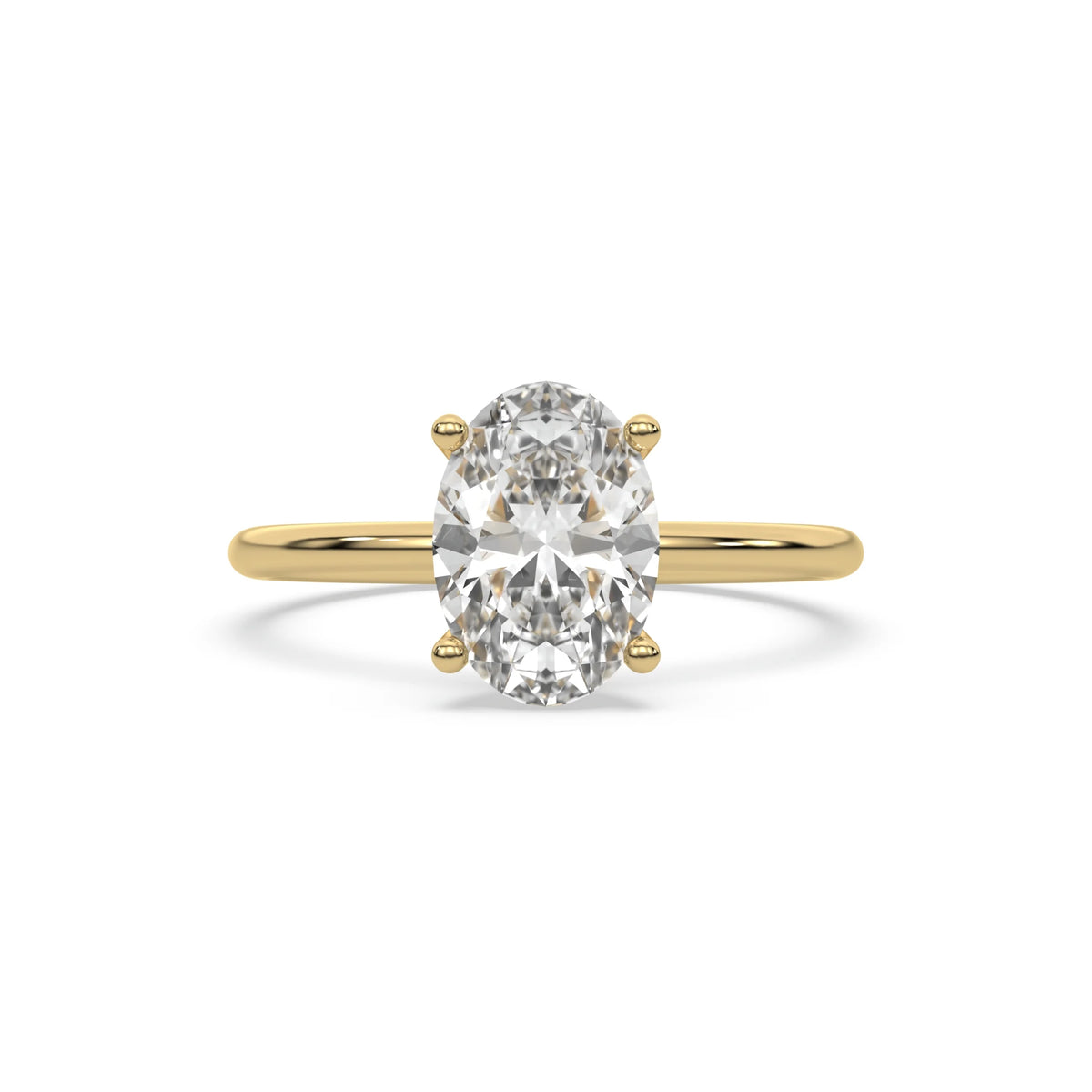 14K Yellow Gold Oval Diamond Hidden Halo Engagement Ring