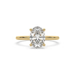 14K Yellow Gold Oval Diamond Hidden Halo Engagement Ring