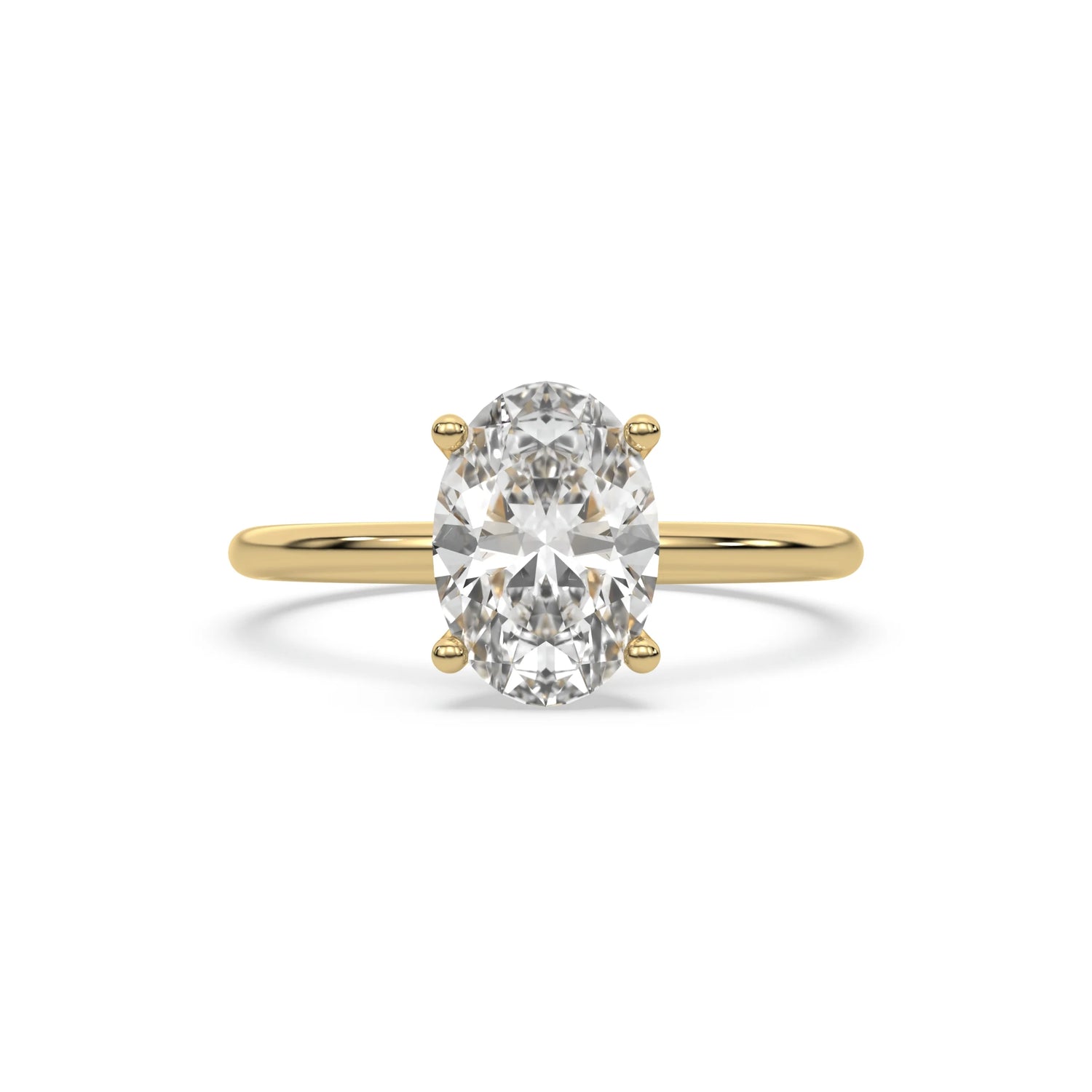14K Yellow Gold Oval Diamond Hidden Halo Engagement Ring