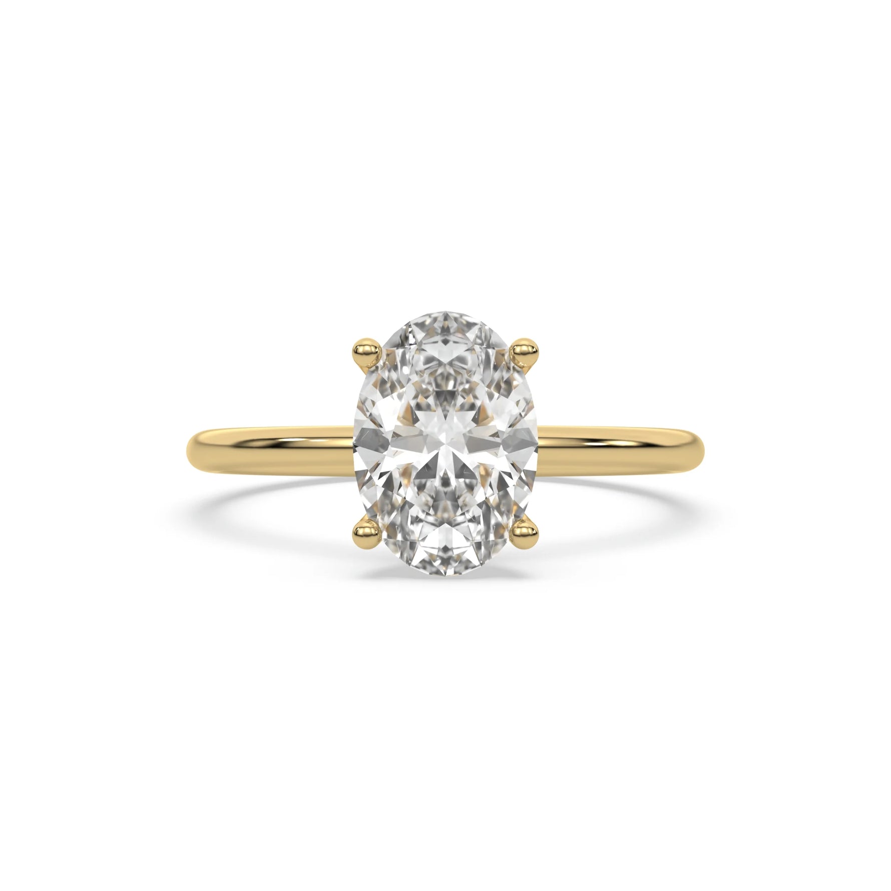 14K Yellow Gold Oval Diamond Hidden Halo Engagement Ring