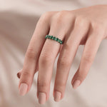 Oval Cut Full Emerald Gemstone Half     Eternity Ring