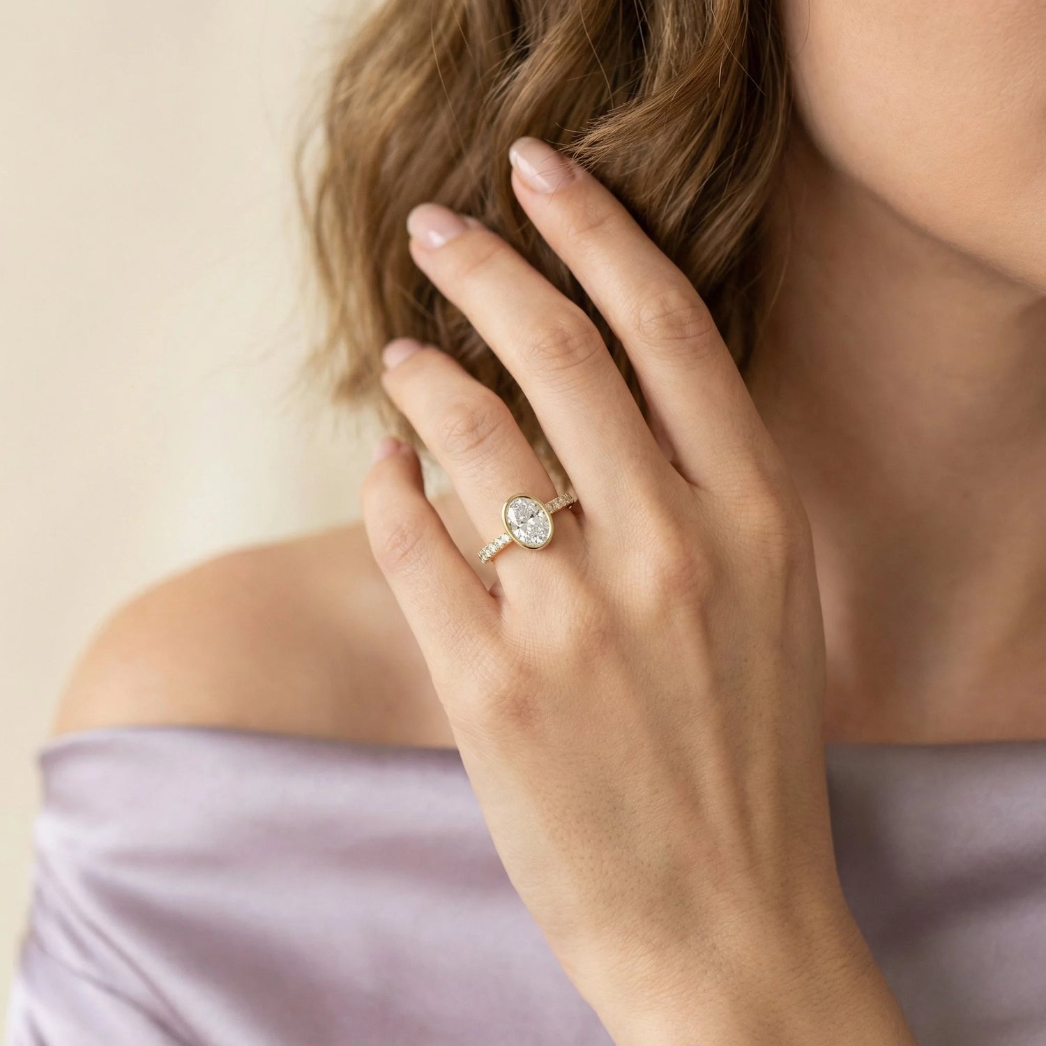 1 CT Natural Diamond Oval Cut Bezel Engagement Ring