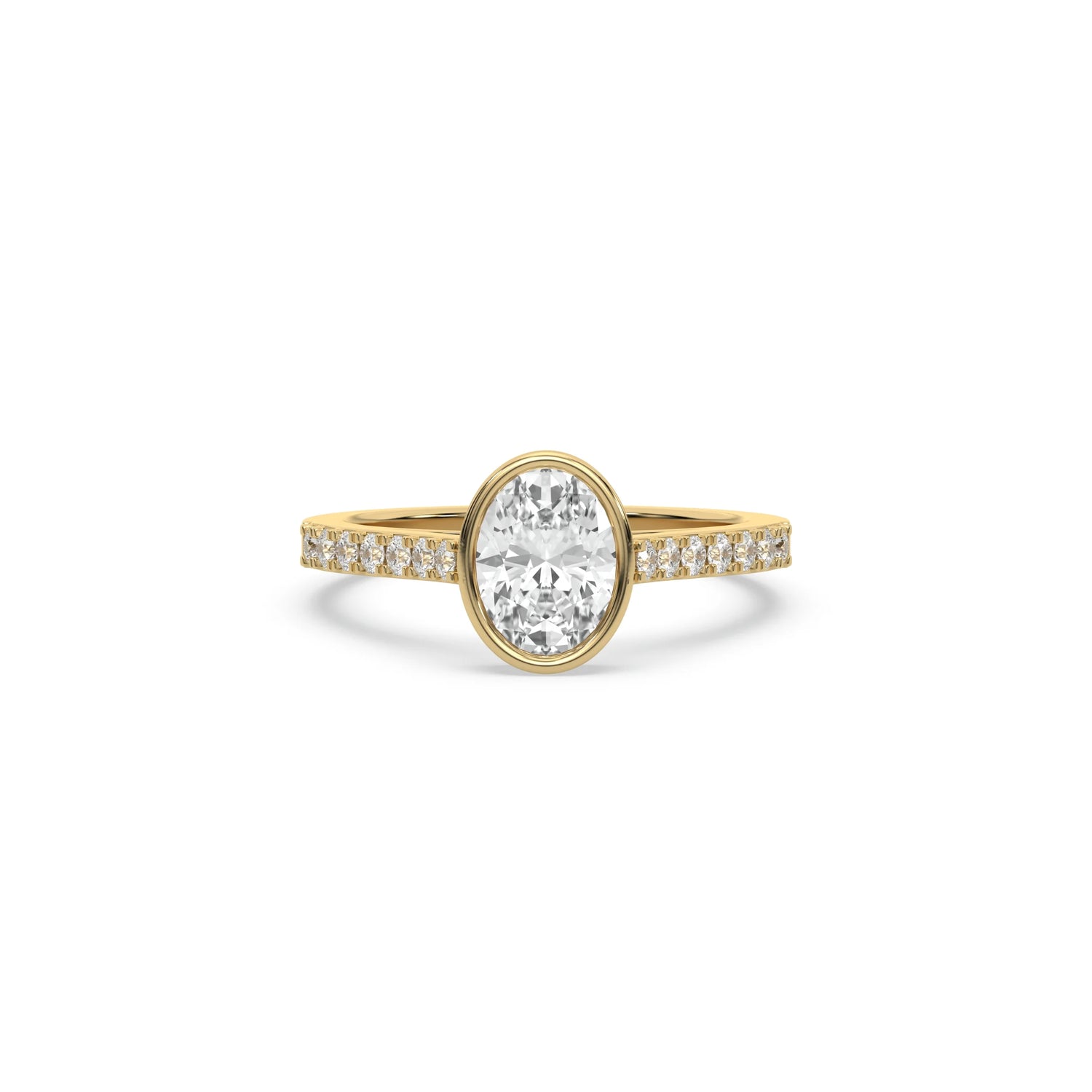 1 CT Natural Diamond Oval Cut Bezel Engagement Ring