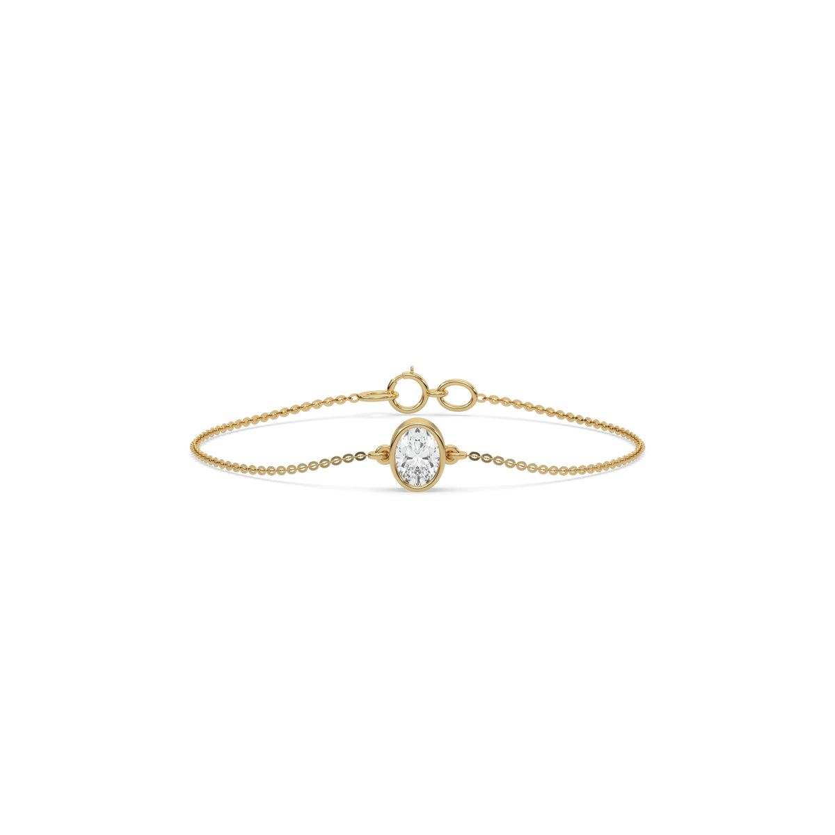 14K Yellow Gold Oval Solitaire Diamond Bracelet