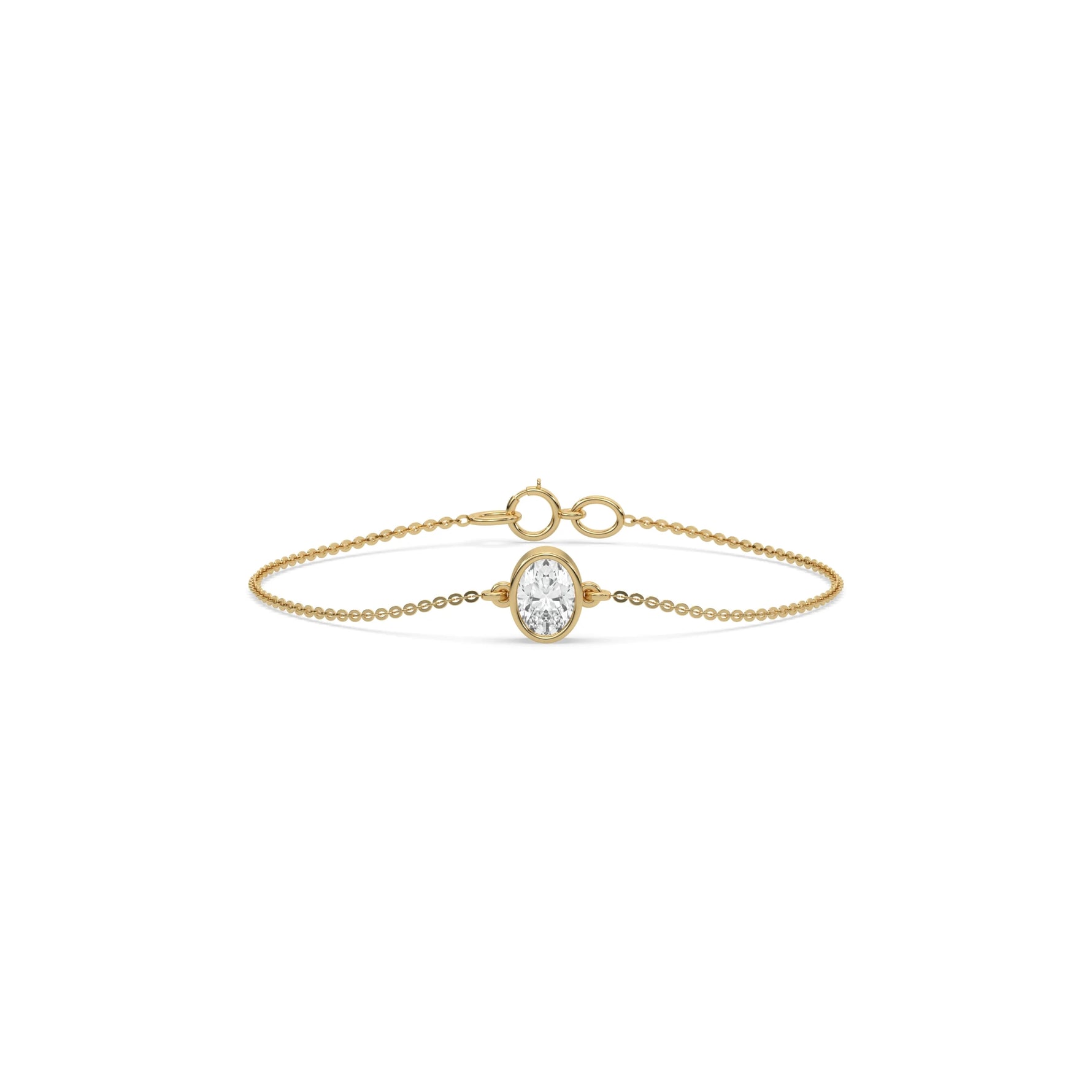 14K Yellow Gold Oval Solitaire Diamond Bracelet