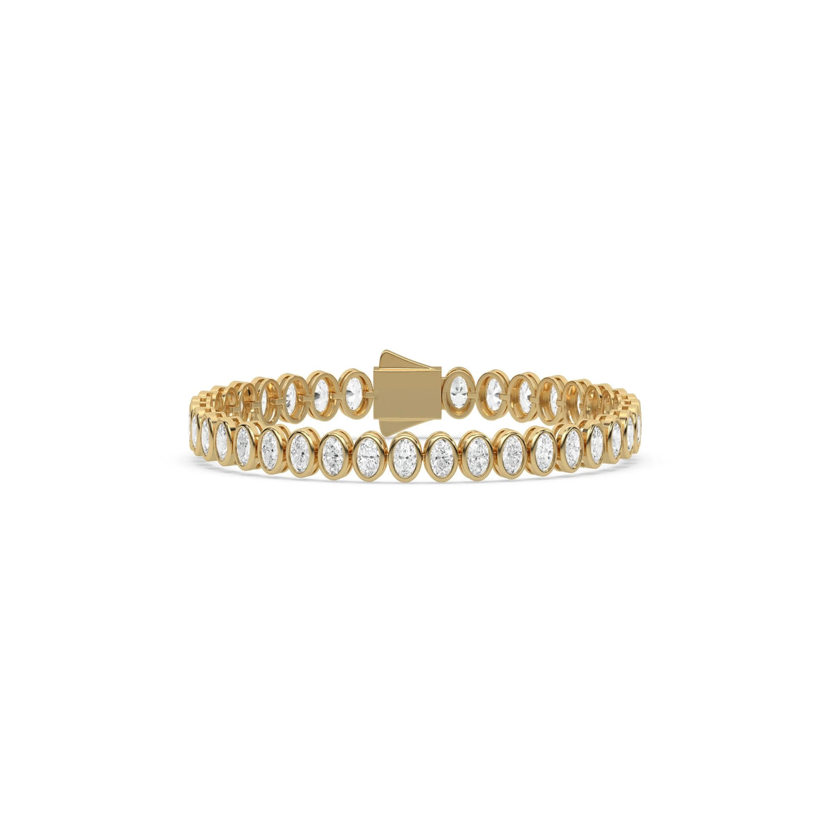 Bezel Set Oval Cut Lab Grown Diamond Tennis Bracelet