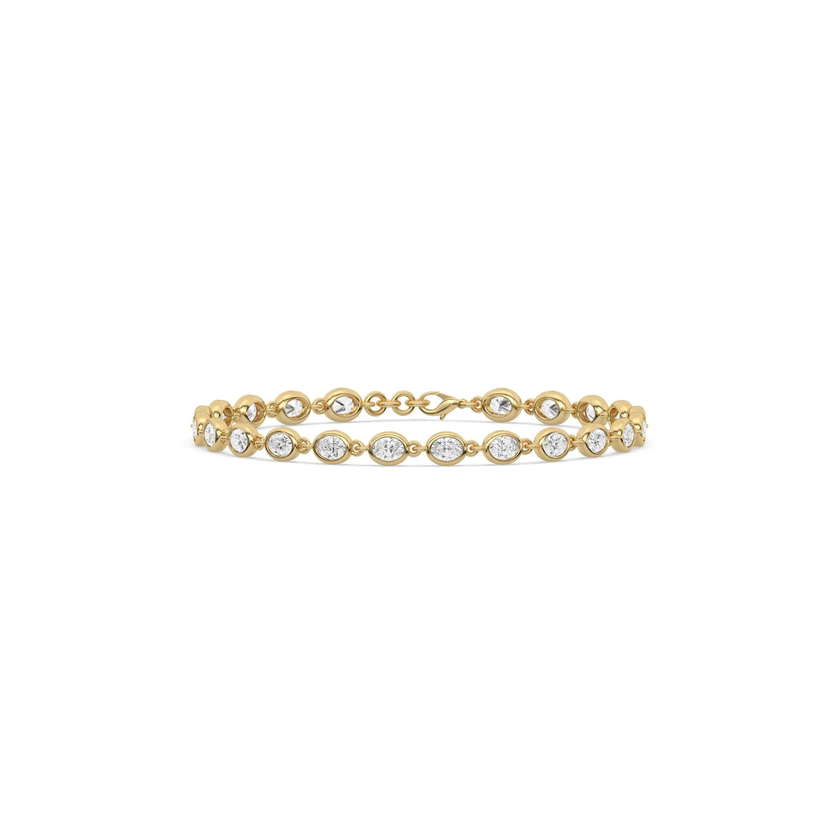 East-West Bezel Set Oval Cut Lab Grown Diamond Bracelet