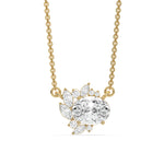 18K Yellow Gold Oval and Marquise Diamond Cluster Pendant