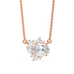 14K Rose Gold Oval and Marquise Diamond Cluster Pendant