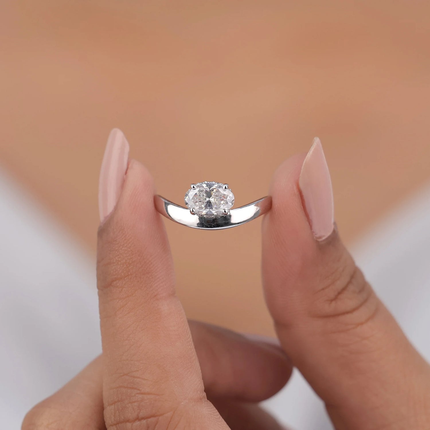 Oval Lab Grown Diamond Curve Ring