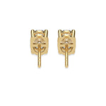 This yellow gold Classic Oval Diamond Earrings made with an oval-cut diamonds set in a four prong setting in back view