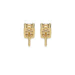 This yellow gold Classic Oval Diamond Earrings made with an oval-cut diamonds set in a four prong setting in back view