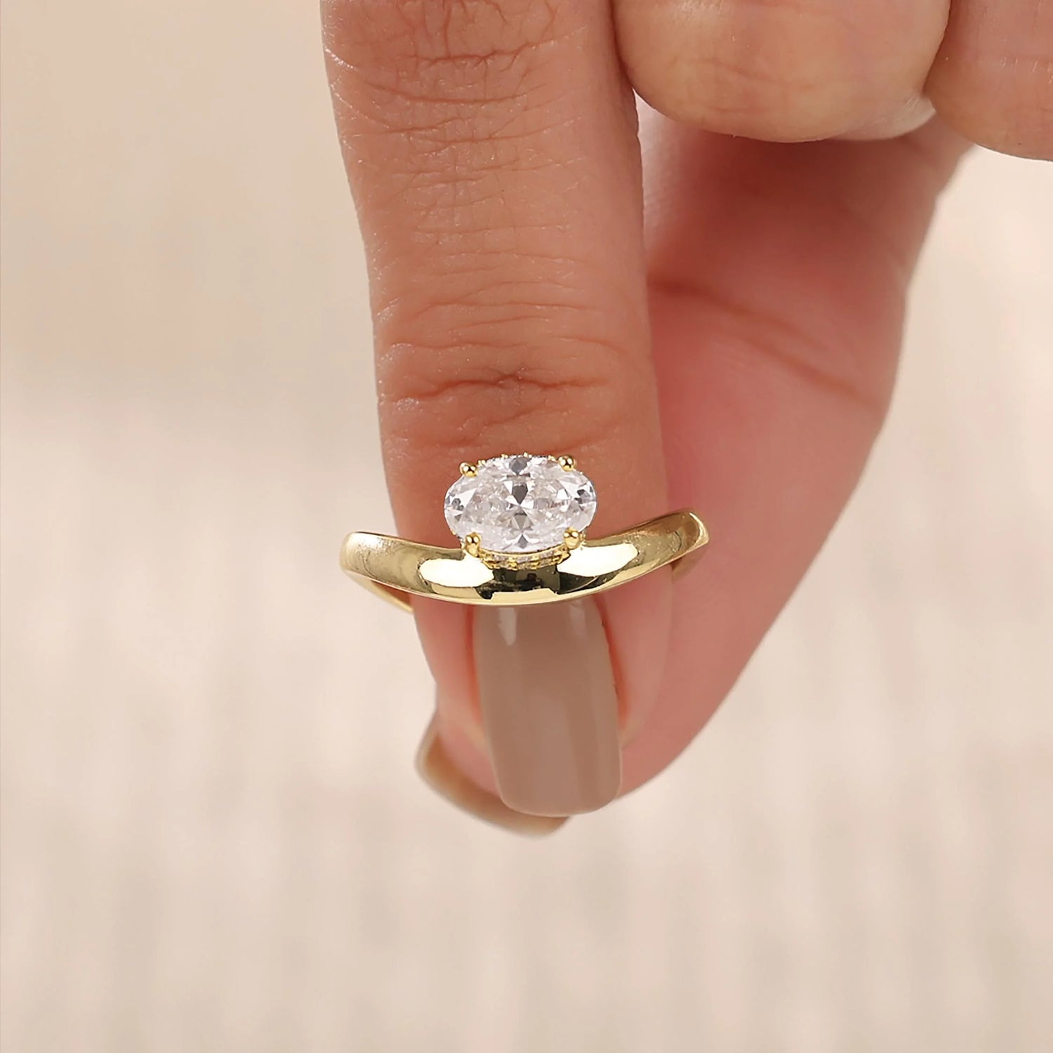 Oval Lab Grown Diamond Curve Ring