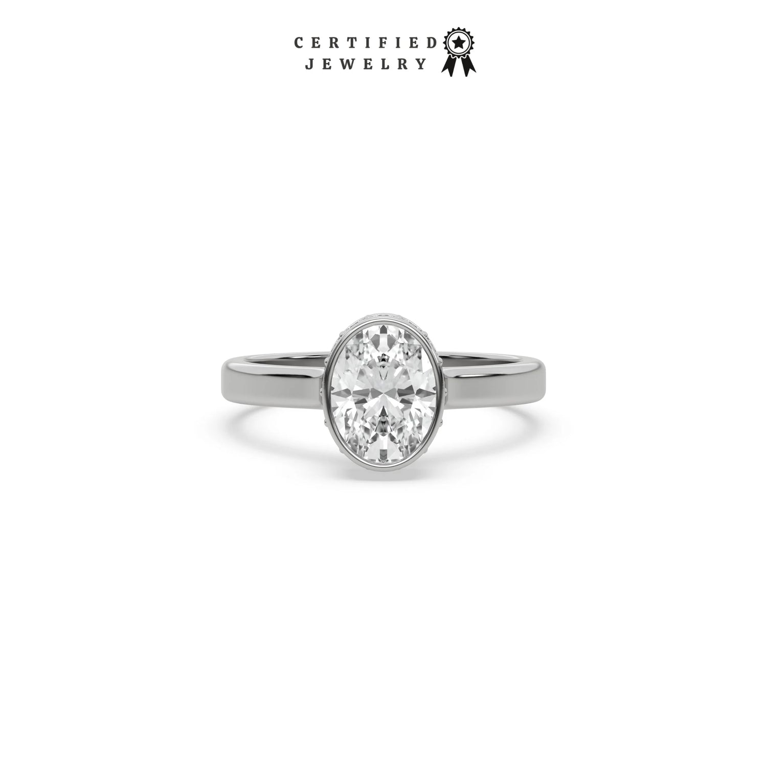 1 CT Natural Diamond Oval Cut Hidden Halo Engagement Ring