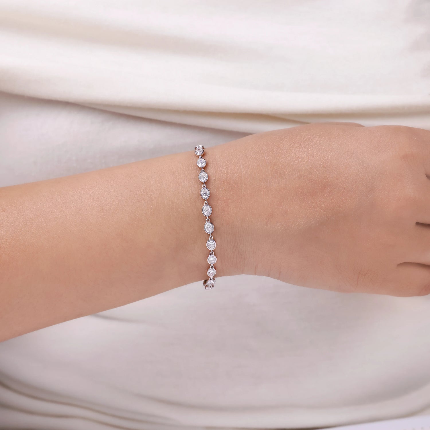 3.35 CT Oval Lab Grown Diamond Tennis Bracelet