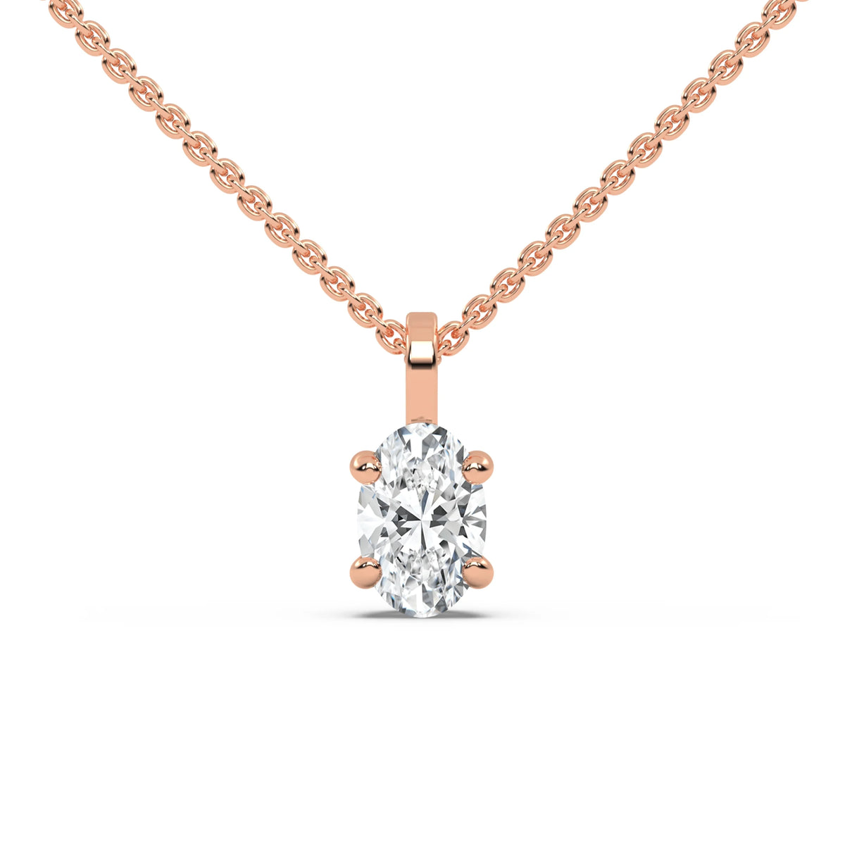 14K Rose Gold Solitaire Diamond Pendant 