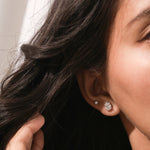 Oval Diamond Solitaire Gold Earring 