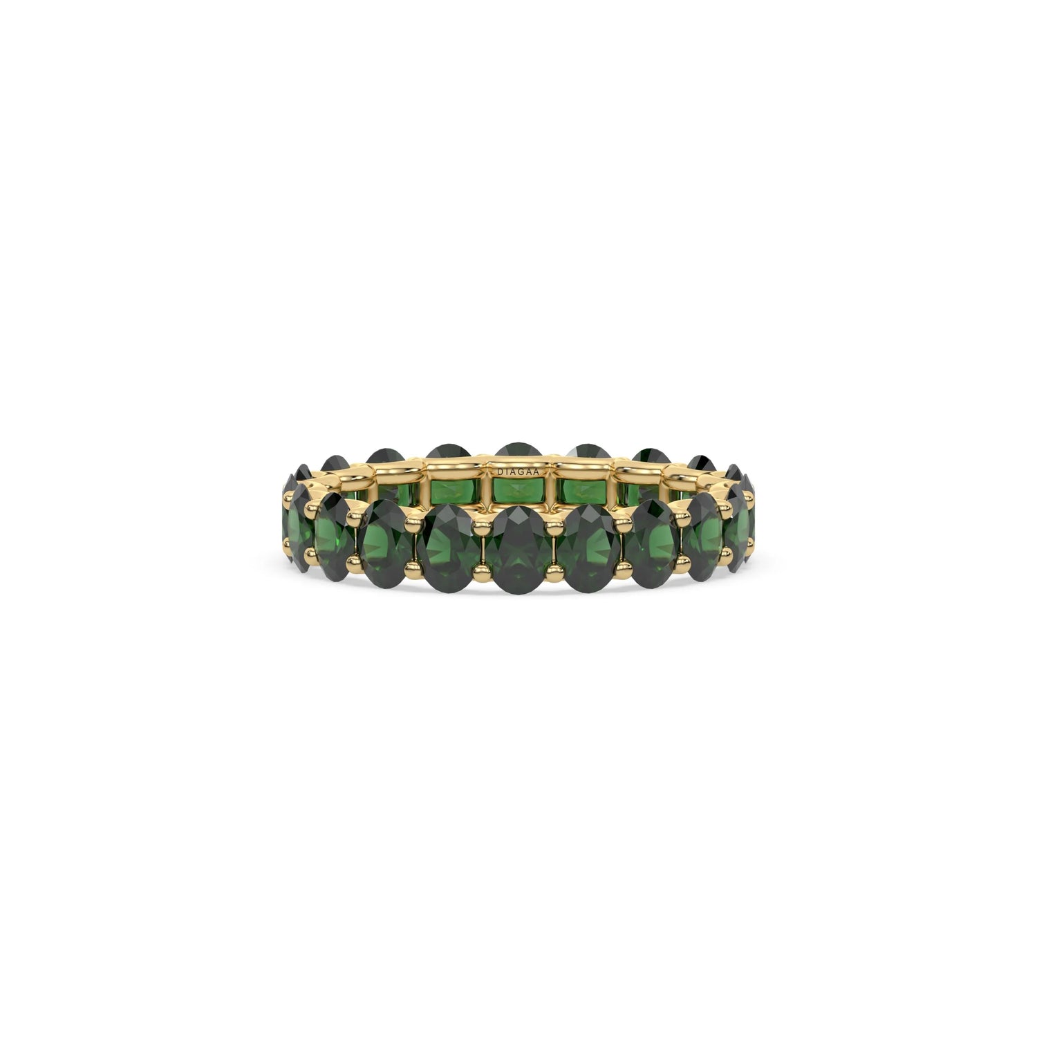 18K Yellow Gold Oval Emerald Gemstone Full Eternity Ring