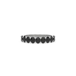 14K White Gold Black Natural Diamond Half Eternity Ring