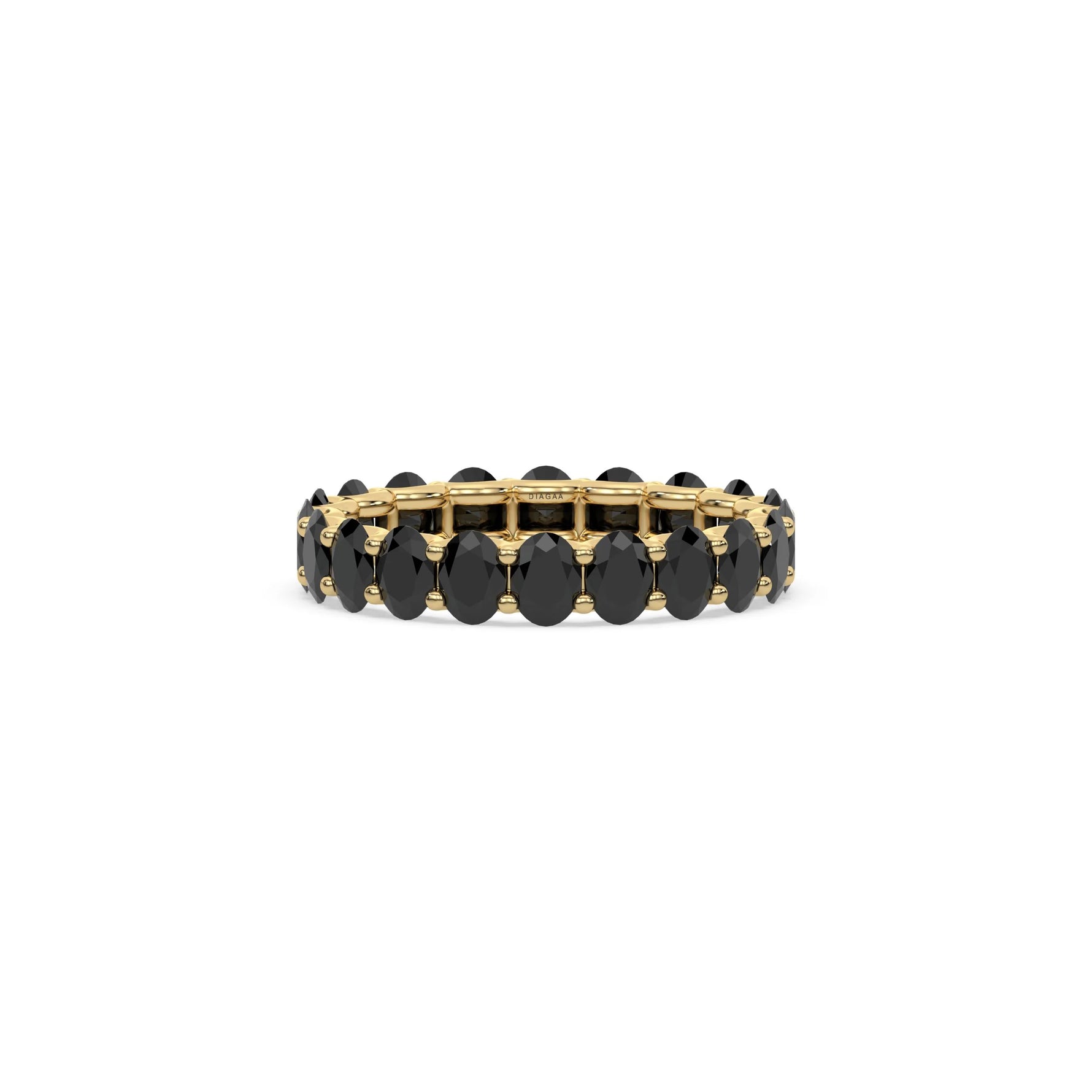 14K Yellow Gold Oval Black Diamond Full Eternity Ring