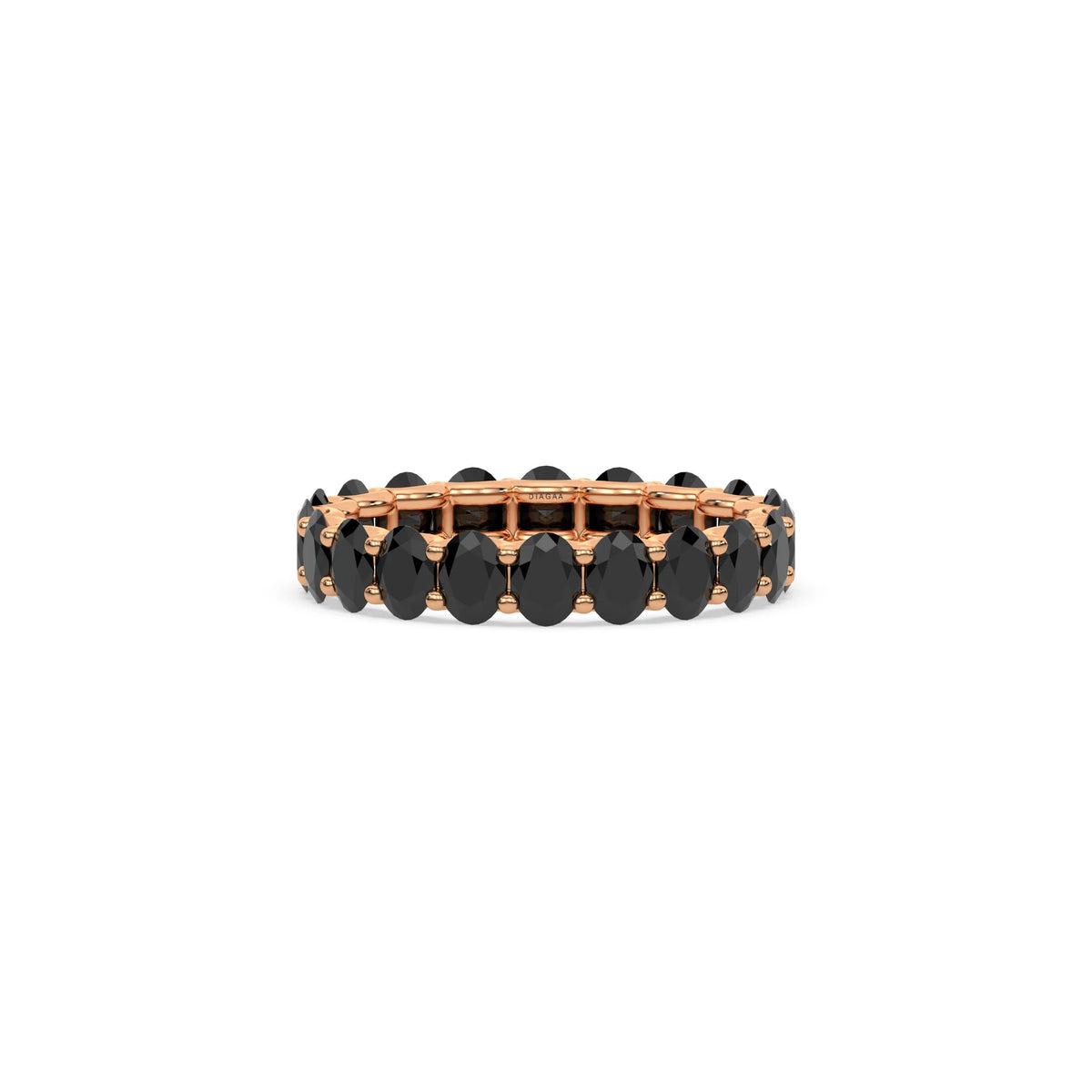 18K Rose Gold Oval Black Diamond Full Eternity Ring