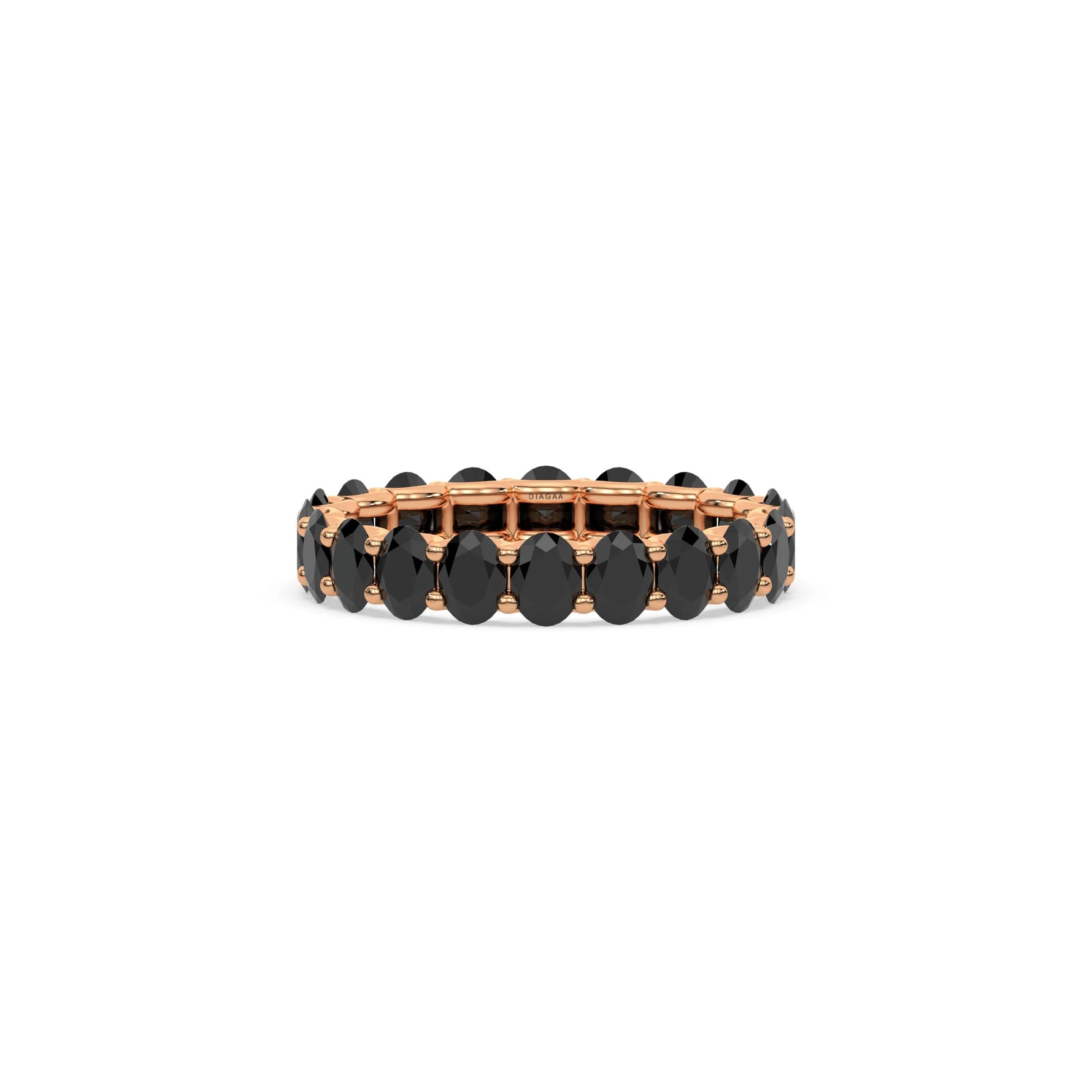 18K Rose Gold Oval Black Diamond Full Eternity Ring