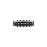 14K White Gold Oval Black Natural Diamond Full Eternity Ring