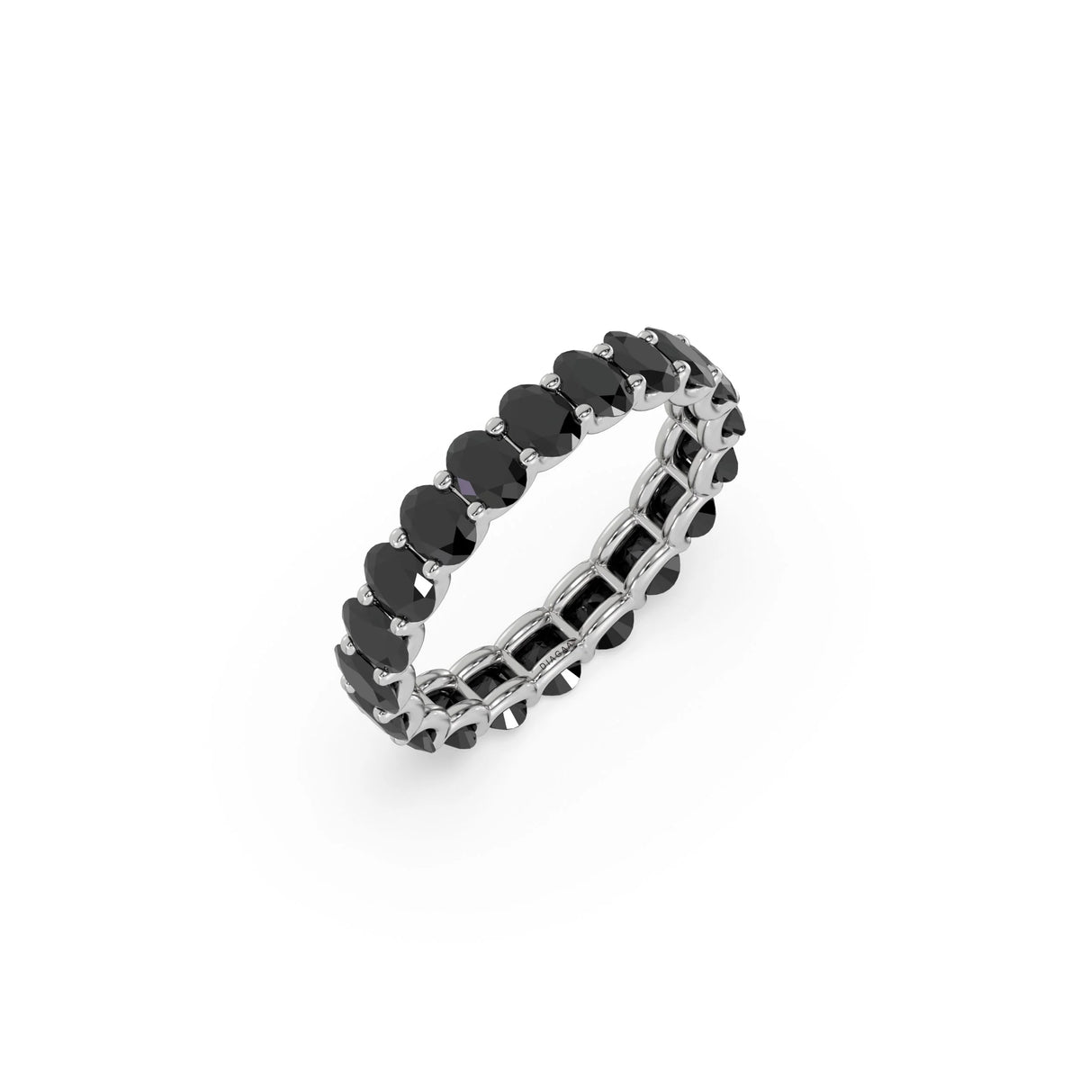 18K White Gold Oval Black Diamond Eternity Ring