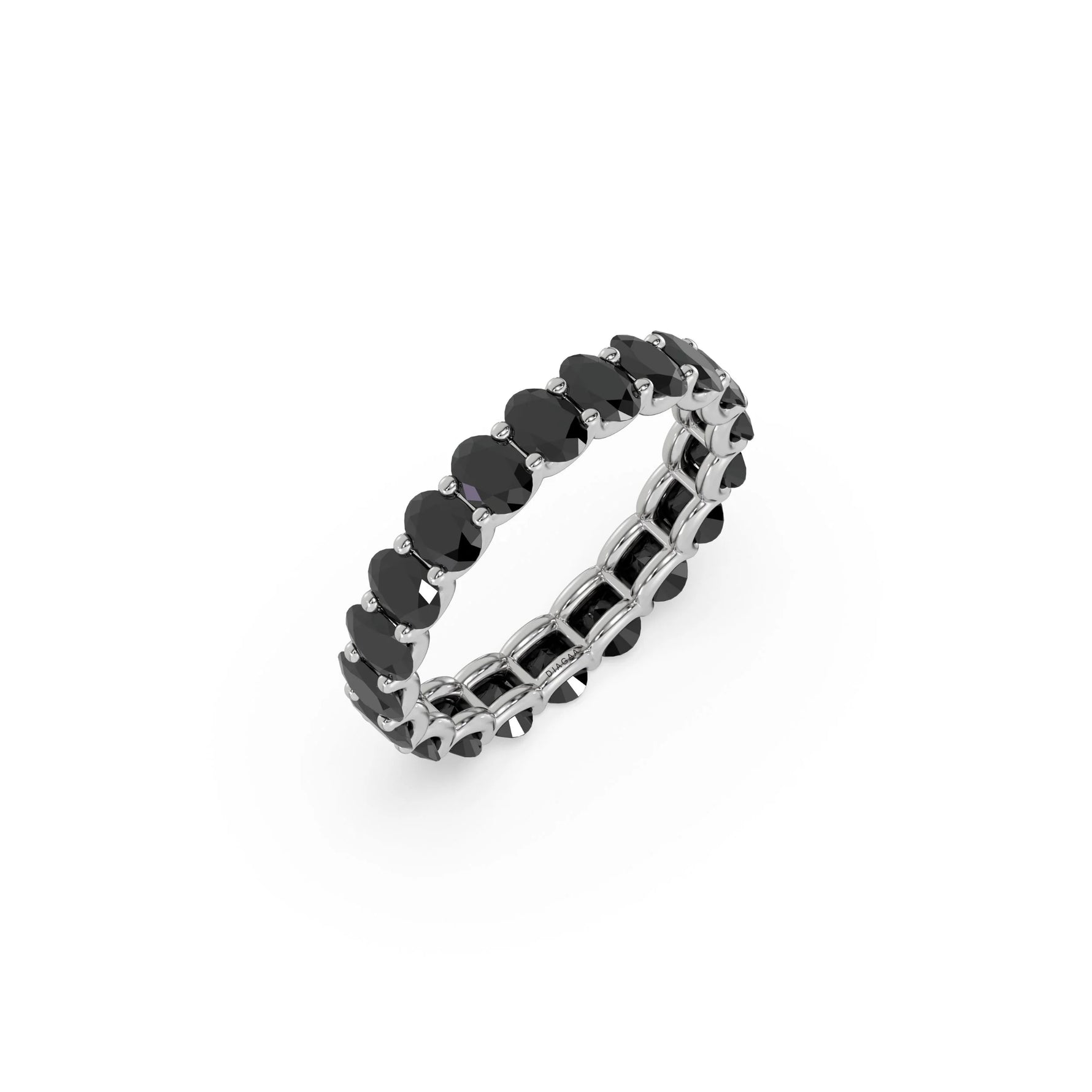 18K White Gold Oval Black Diamond Eternity Ring
