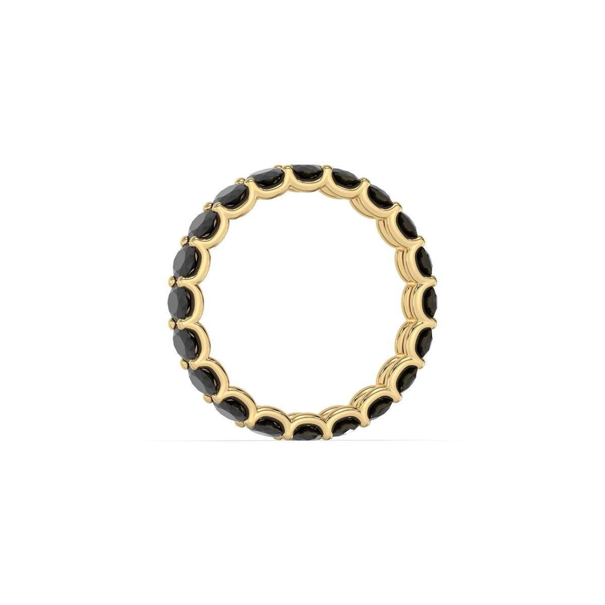 14K Yellow Gold Oval Natural Black Diamond Full Eternity Ring