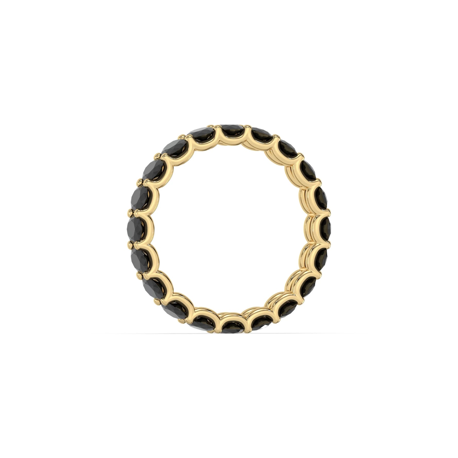 14K Yellow Gold Oval Natural Black Diamond Full Eternity Ring