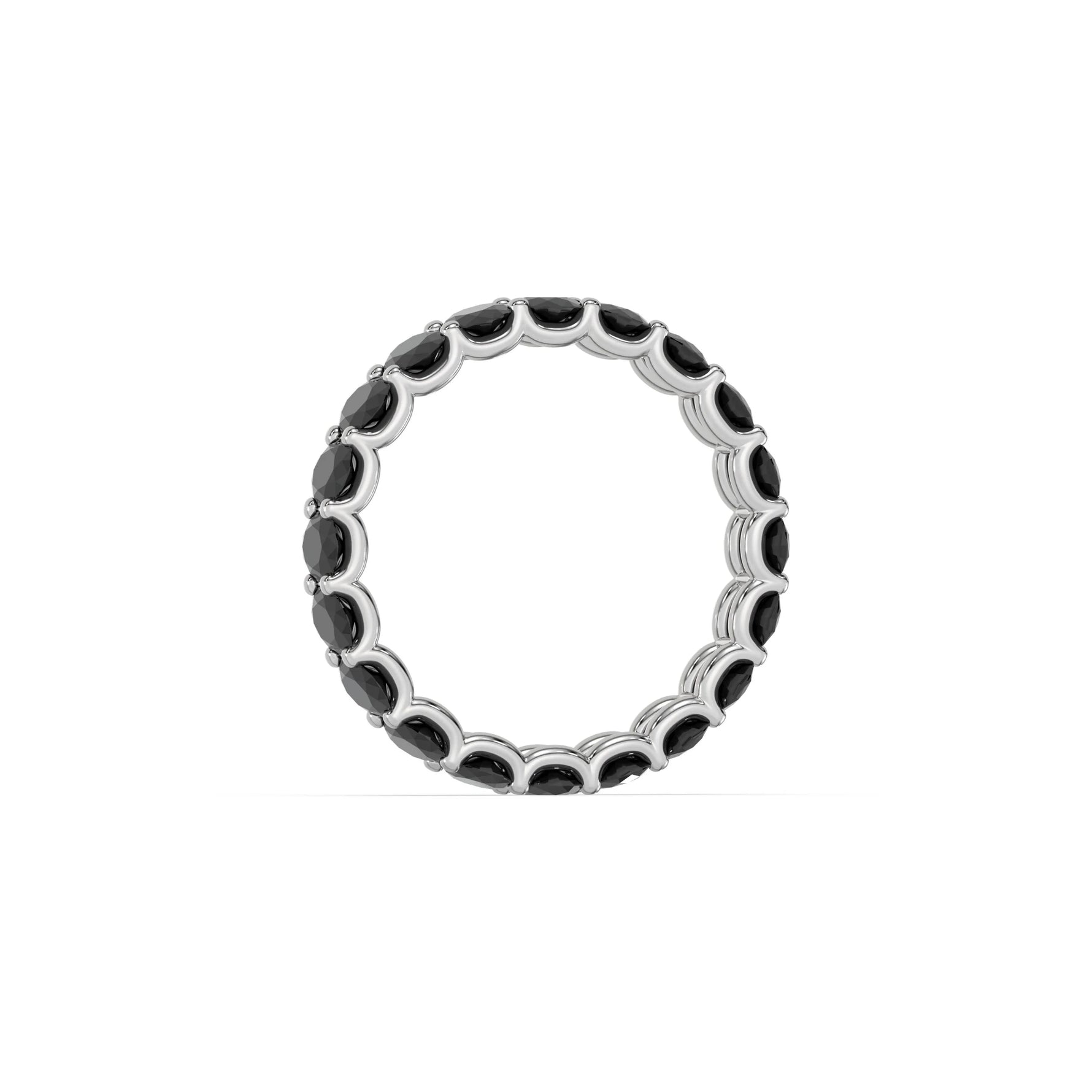10K White Gold Oval Black Diamond Eternity Ring