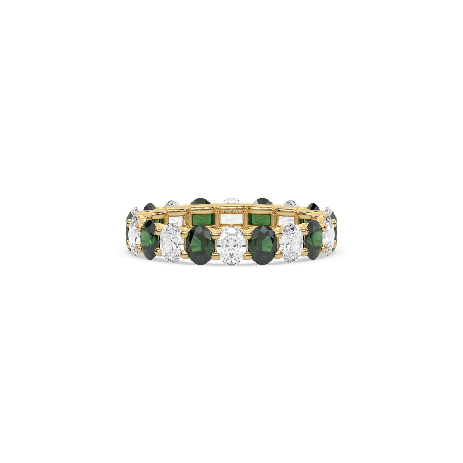 4.20 CT Oval Half Lab Diamond and Half Lab Emerald Full Eternity Ring